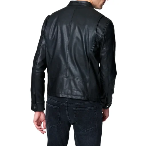 Mark Black Cafe Racer Leather Jacket
