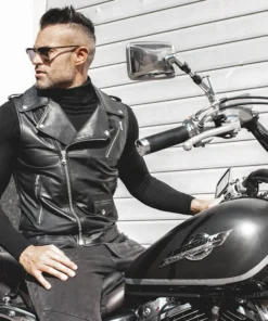 Biker sleeveless leather Jacket for Men