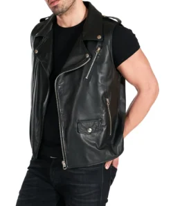 Biker sleeveless leather Jacket for Men