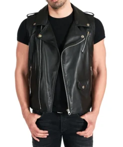 Biker sleeveless leather Jacket for Men