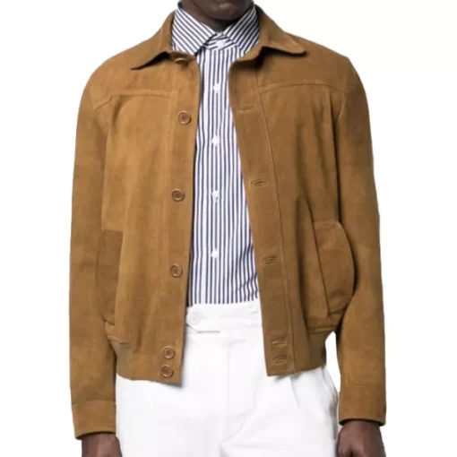 Mens Brown Leather Suede Shirt Jacket