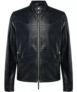 Black Leather Motorcycle Jacket for Men
