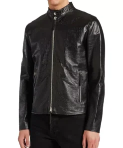 Black Leather Motorcycle Jacket for Men