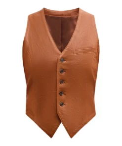 Women’s Brown Cropped Leather Vest
