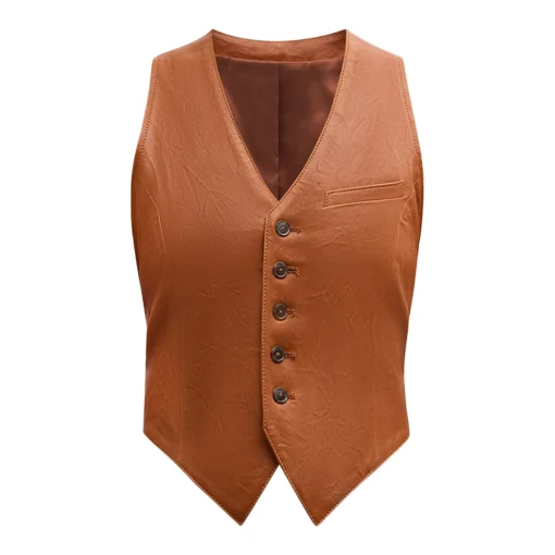 Women’s Brown Cropped Leather Vest