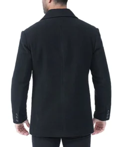 Men Double Breasted Black Pea coat | Men Wool Coat