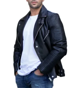 Samuel Black Slim Fit Genuine Leather Motorcycle Jackets
