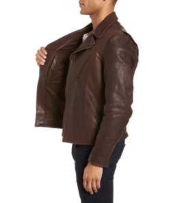 Scott Asymmetrical Brown Leather Moto Jacket
