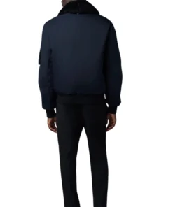 John Shearling Collar Bomber Jacket Black