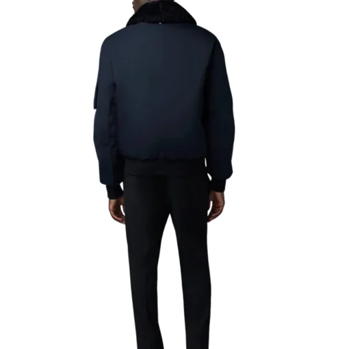 John Shearling Collar Bomber Jacket Black