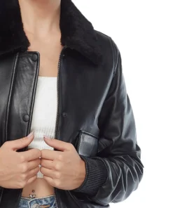 Anne Black Bomber Leather jacket