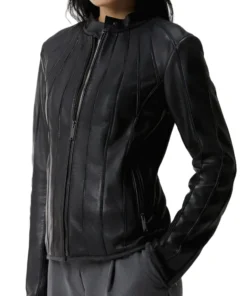 Women’s Slim Fit Black Leather Biker Jacket