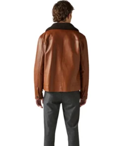 Steven Brown Shearling Collar Leather Jacket