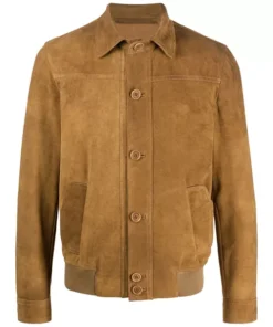 Mens Brown Leather Suede Shirt Jacket