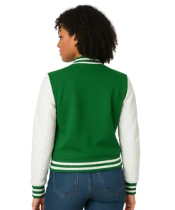 Women’s Green and White Baseball Jacket