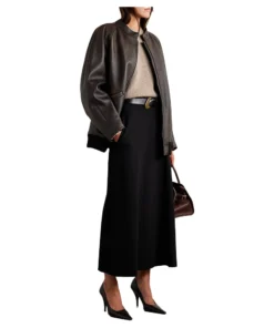 Distressed Brown Leather Bomber Jacket Women