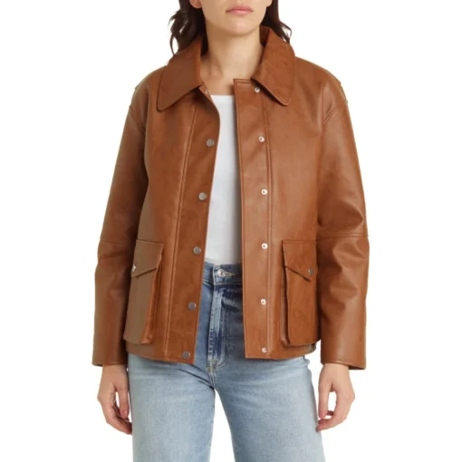 Muse Classic Brown Leather Bomber Jacket Women’s