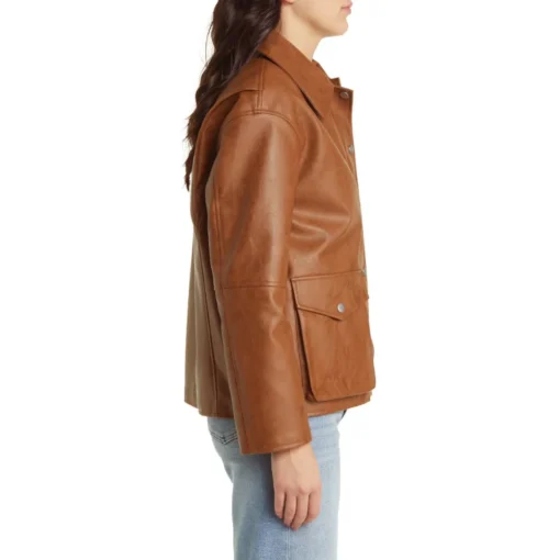 Muse Classic Brown Leather Bomber Jacket Women’s