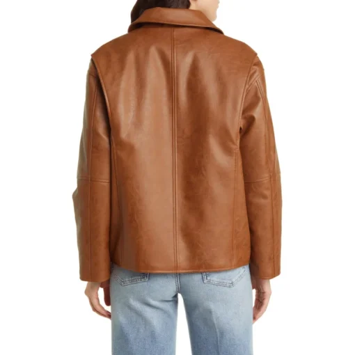 Muse Classic Brown Leather Bomber Jacket Women’s