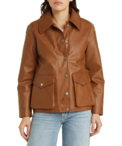 Muse Classic Brown Leather Bomber Jacket Women’s