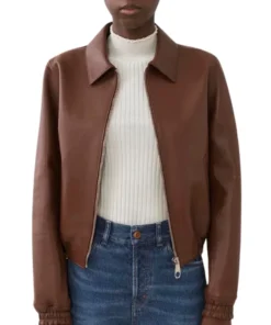 Womens Brown Short Blouson Jacket