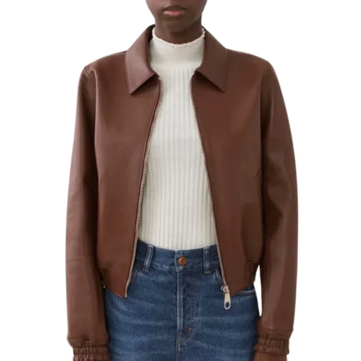 Womens Brown Short Blouson Jacket