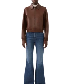 Womens Brown Short Blouson Jacket