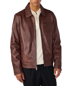 Men’s Shirt Style Vintage Brown Leather Jacket