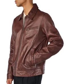 Men’s Shirt Style Vintage Brown Leather Jacket