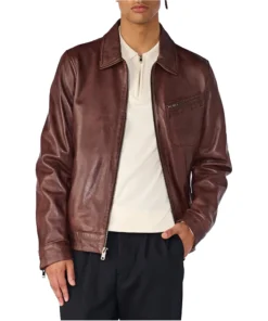 Men’s Shirt Style Vintage Brown Leather Jacket