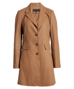 Womens Brown Long Coat Real Leather