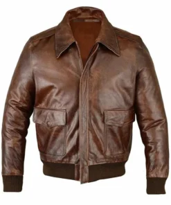 Classic Mens Flying RAF Aviator Brown Leather Biker Jacket