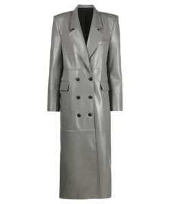 Karen Grey Double Breasted Women’s Leather Trench Coat