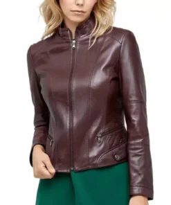 Trendy Women’s Biker Burgundy Leather Jackets