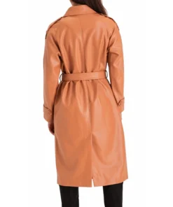 Grace Double Breasted Tan Leather Trench Coat
