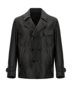 Freddie Double Breasted Black Leather Jacket