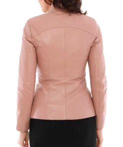 Freya Pink Leather Moto Leather Jacket