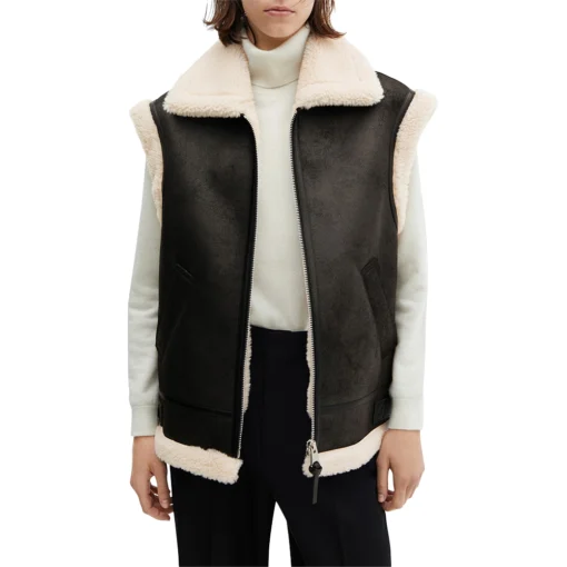 Pure Ballie Black Shearlng Leather Vest