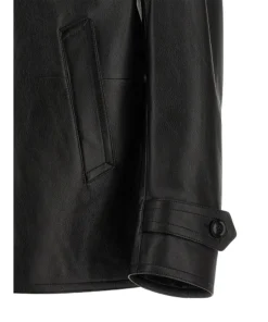 Freddie Double Breasted Black Leather Jacket