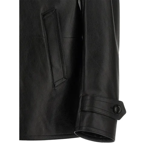 Freddie Double Breasted Black Leather Jacket