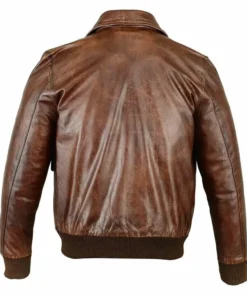 Classic Mens Flying RAF Aviator Brown Leather Biker Jacket