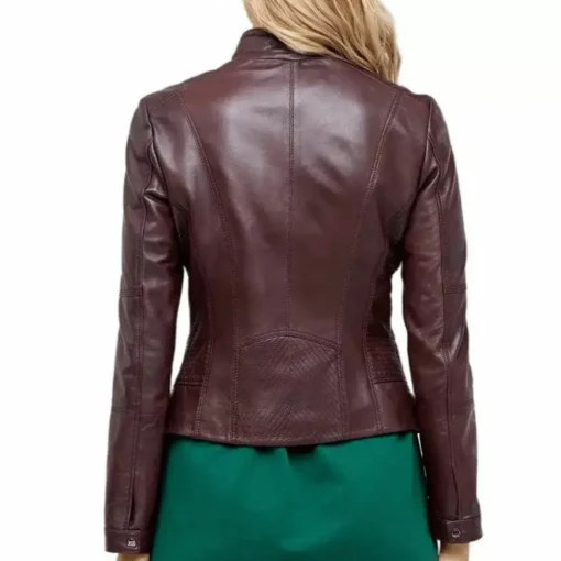 Trendy Women’s Biker Burgundy Leather Jackets