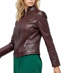 Trendy Women’s Biker Burgundy Leather Jackets