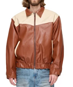Levi Two Tone Brown and White Leather Jacket