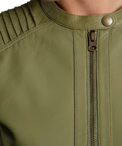 Green Leather Moto Jacket Women