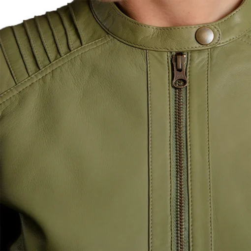 Green Leather Moto Jacket Women