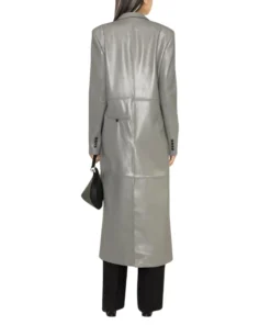 Karen Grey Double Breasted Women’s Leather Trench Coat