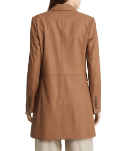 Womens Brown Long Coat Real Leather