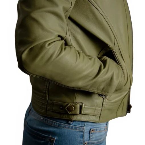 Green Leather Moto Jacket Women