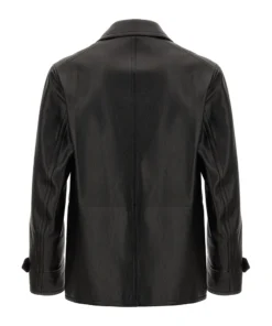 Freddie Double Breasted Black Leather Jacket